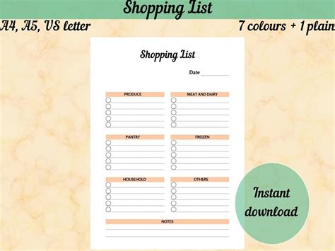 Weekly Shopping List Printable Daily Grocery List Digital to - Etsy