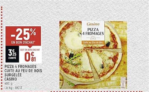 Offre Pizza 4 Fromages Cuite Au Feu De Bois Surgelée chez Spar