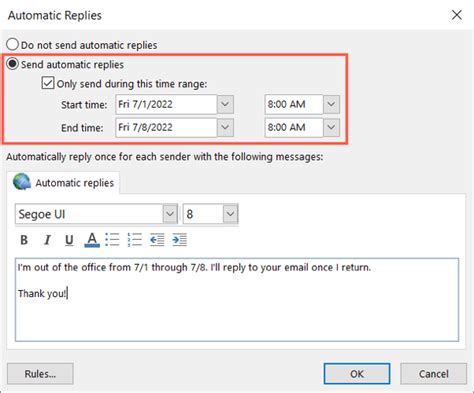 How To Set Up An Out Of Office Message In Outlook