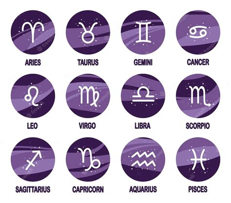 Premium Vector A Set Of Zodiac Signs On A Dark Background With Stars