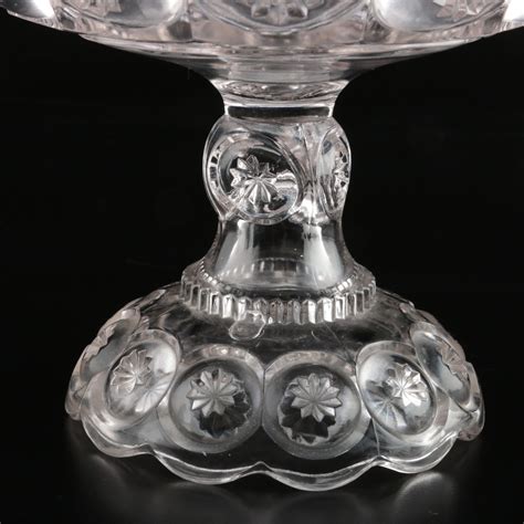 American Pressed Glass Footed Centerpiece Bowl Ebth