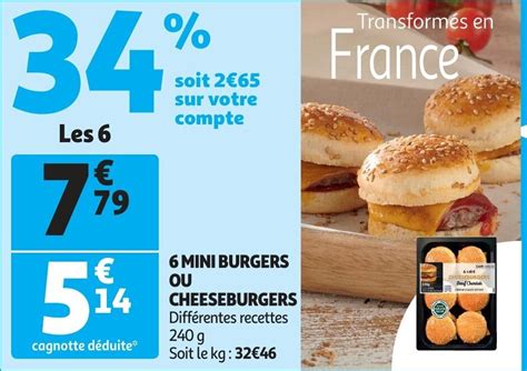 6 Mini Burgers Ou Cheeseburgers Differentes Recettes 240g Promotie Bij