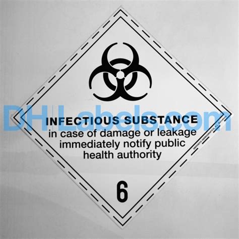 62 Infectious Substance Hazard Placard Self Adhesive Single Unit 1