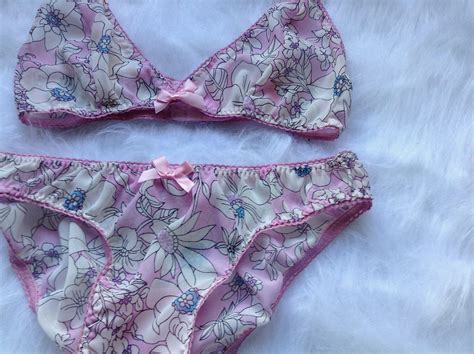 Rose Pink Floral Chiffon Lingerie Set Etsy