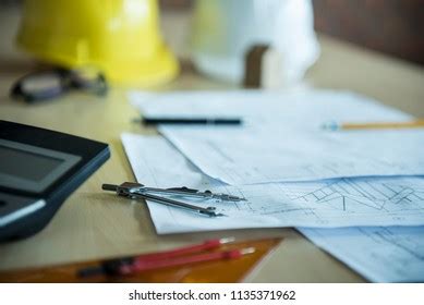 Engineer Working Tools Drawings Office Stock Photo 1135371962 ...