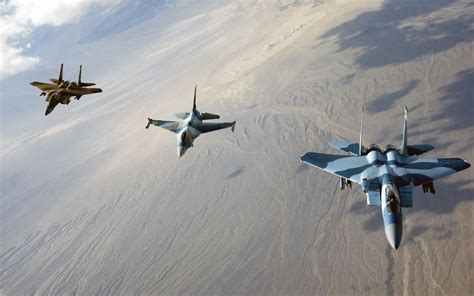 Three Battle Planes Airplane Army General Dynamics F Fighting