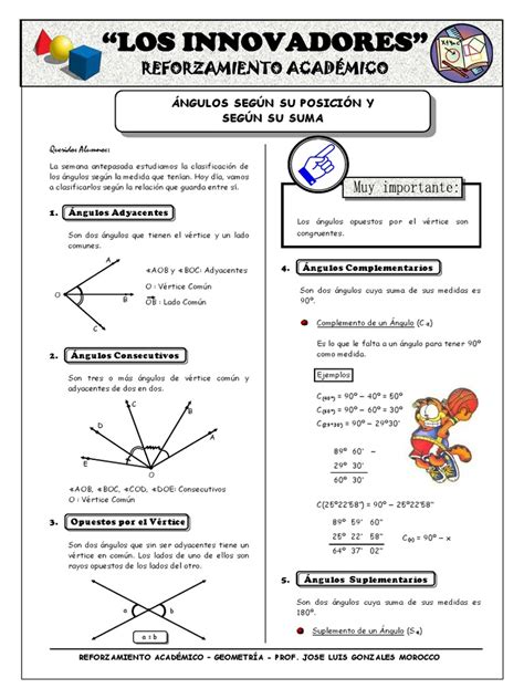 2da Guia Ángulos Según Su Posic 1ro Secundaria Pdf Geometria Clasica Geometría