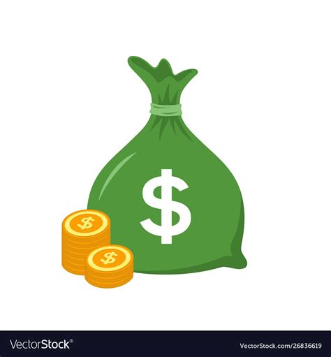 Money Bag And Dollar Coin Icon Royalty Free Vector Image