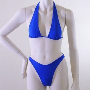 S S High Leg Brazilian Bikini Bottom And Sliding Halter Top In Royal Blue Red Black Or