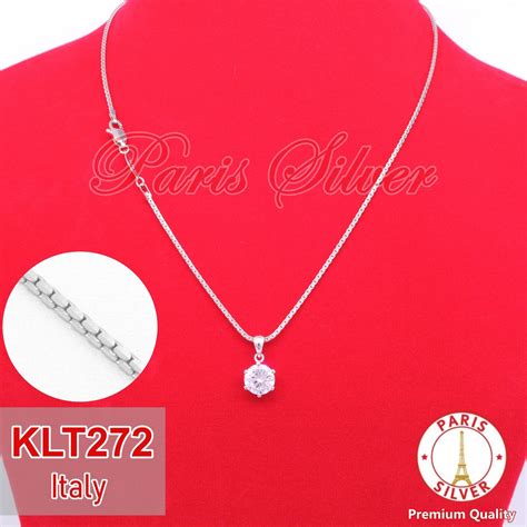 Jual Kalung Perak Wanita Asli Liontin Desi Silver Lapis Emas Putih