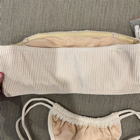 CREAM BIKINI SET Worn Once With Adjustable Straps Depop
