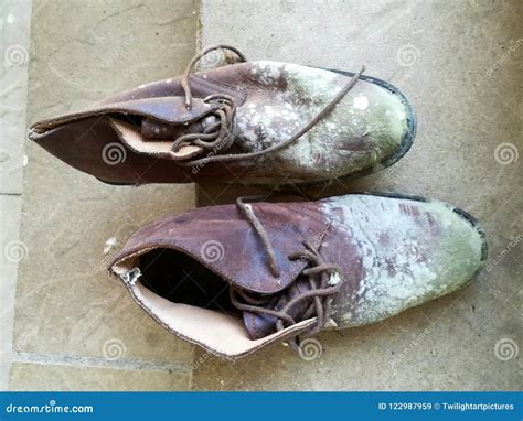 Moldy Shoes From The Men Stock Image Image Of Skipping 122987959