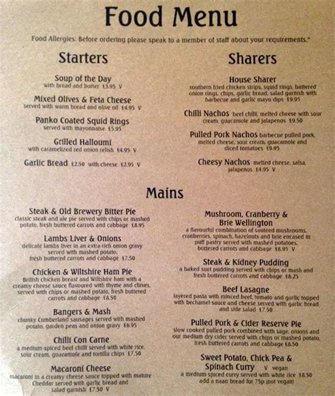 Menu At Princess Louise Holborn Pub And Bar London