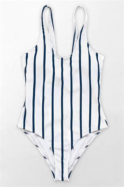 Cupshe Live Life On The Beach One Piece Swimsuit Navy And White