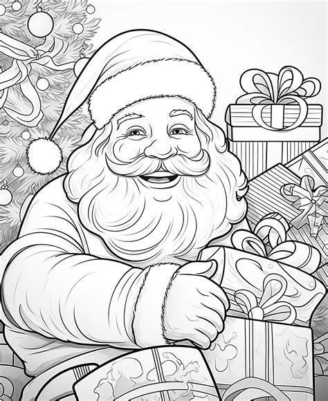 Premium Photo | Coloring page for kids Santa Claus full of gifts