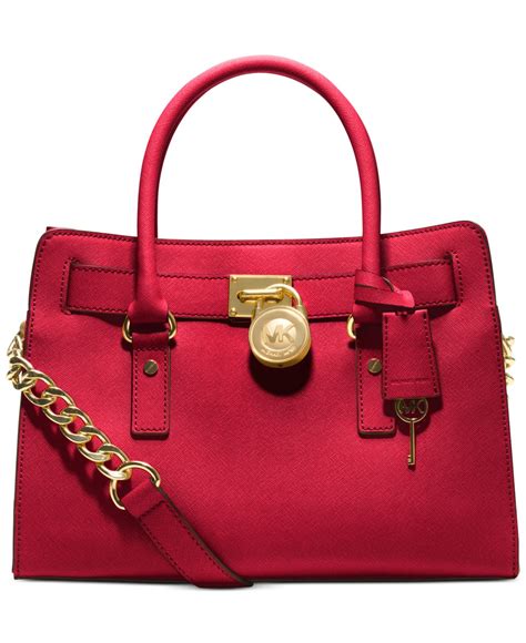 Michael Kors Michael Hamilton Saffiano Leather East West Satchel In Red