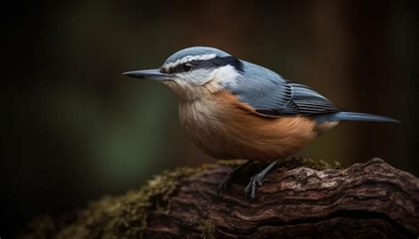 Premium Photo A Striped Nuthatch Perching On A Branch Looking