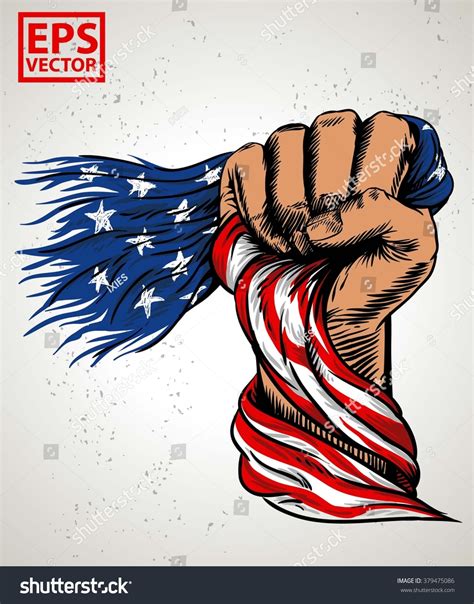 Hand Fist American Flag Illustration Print Stock Vector (Royalty Free ...