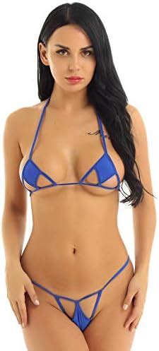 Women S Brazilian Sheer Extreme Halterneck Micro Bikini Bra Top With G