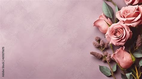 pink background with Dusty rose flowers - copyspace mockup created ...