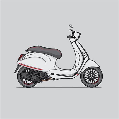 Vespa Flat Vector Illustration On Behance Motorcycle Stickers Bike