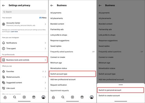 instagram how to switch back to personal account