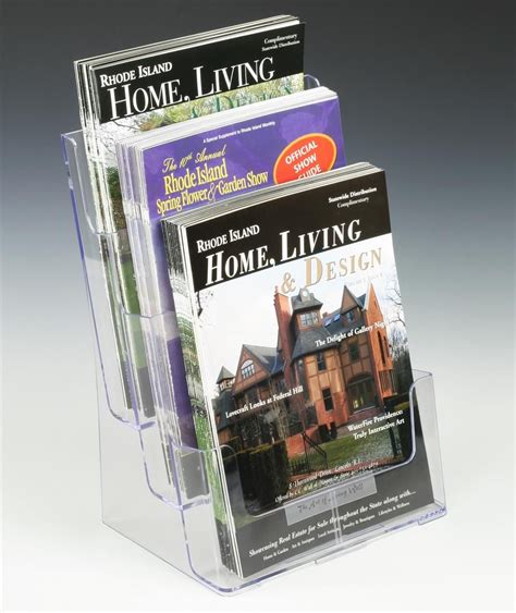 3 Tiered Literature Holder For Tabletop Or Wall Fits 85 X 11 Magazines Clear Plastic