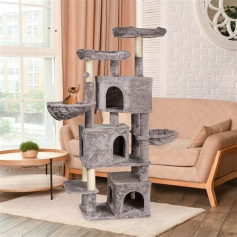 Дом-когтеточка с домиками, гамаками и лежанками для кошек, 55х40х162,5 ...