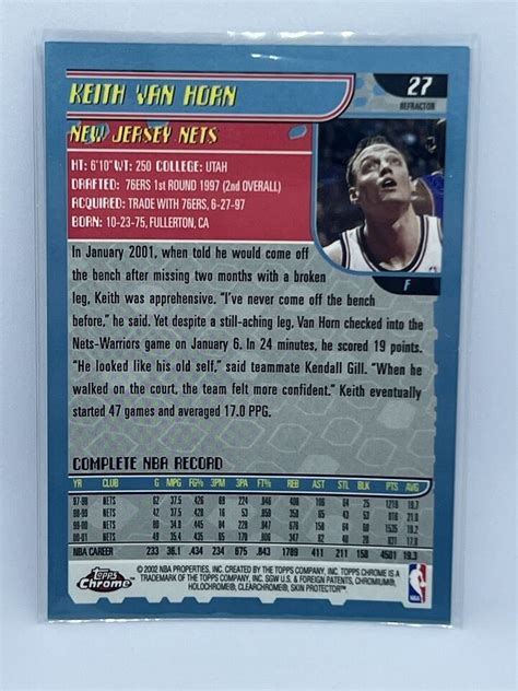 Keith Van Horn Topps Chrome Refractor New Jersey Nets Ebay