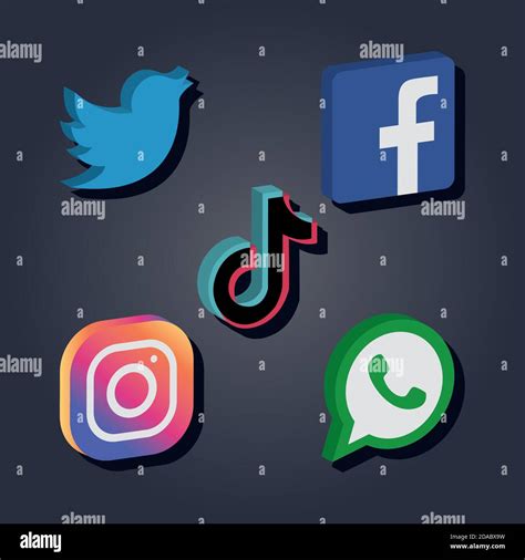 Tik Tok And Social Media Networks Icon Set Over Black Background