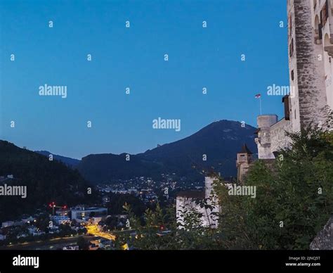 Aerial View Of Salzburg At Night From Hohensalzburg Fortress It Is The