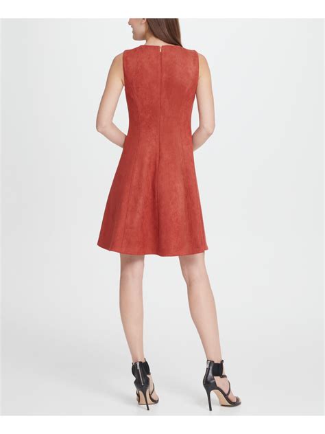 DKNY 129 Womens New Orange Crew Neck Sleeveless Fit Flare Dress 12 B