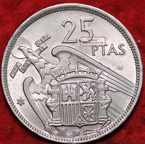 Uncirculated 1957 Spain 25 Pesetas Foreign Coin S H