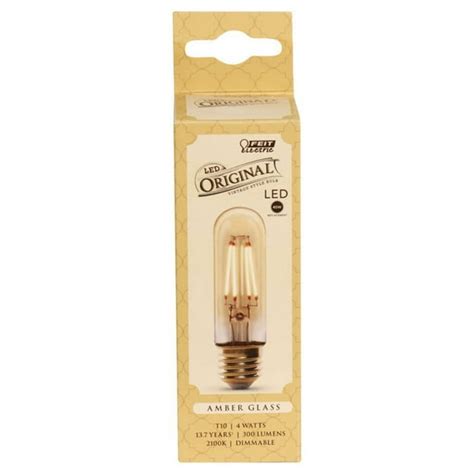 1 Pc Feit T10 E26 Medium Led Bulb Amber 40 Watt Equivalence 1 Pk