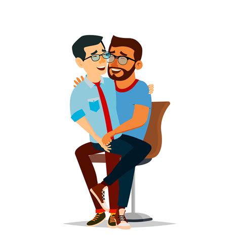 Gay Couple Vector Two Hugging Men Same Sex Marriage Isolated Flat