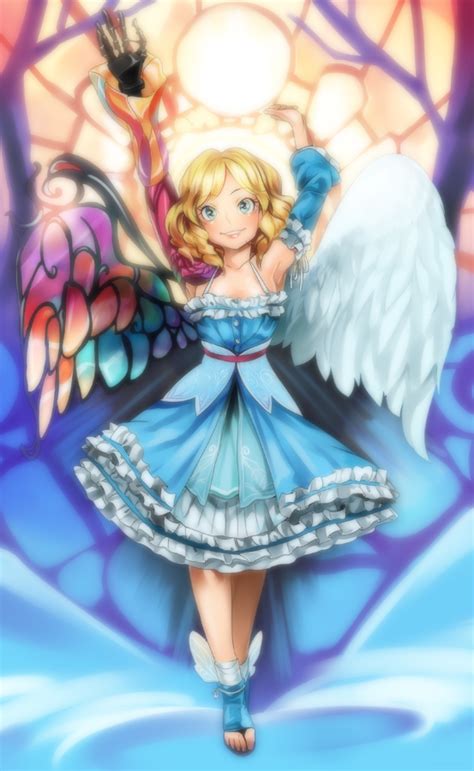 Girutea Cassie Acerailgun Original 1girl Angel Angel Wings Armpits Arms Up