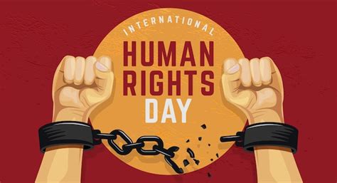 Premium Vector Human Rights Day With Raised Hands Breaking The Chain