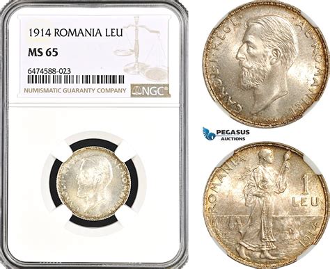 Romania 1 Leu 1914 Ngc Ms65 Ma Shops