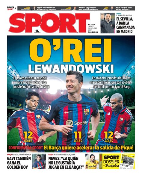 Esta es la portada de SPORT de hoy, sábado 22 de octubre