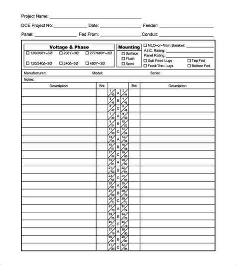 Panel Schedule Template Excel | PDF Template