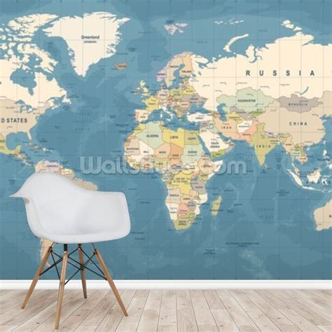 Map Of The World Mural Wallsauce Us Map Wallpaper World Map