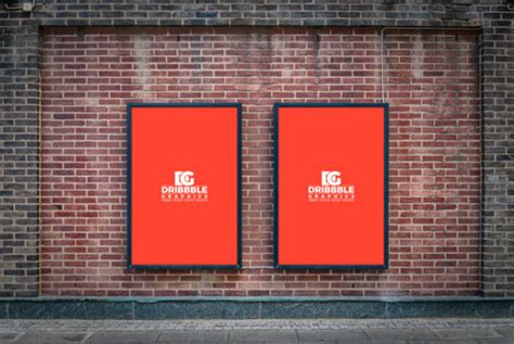 Two Billboards on Brick Wall Mockup - Mockup World