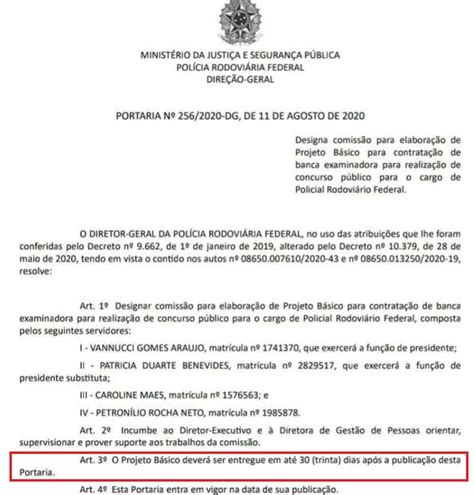 Concurso Prf ComissÃo Deve Entregar Minuta De Edital AtÉ SÁbado 12 09