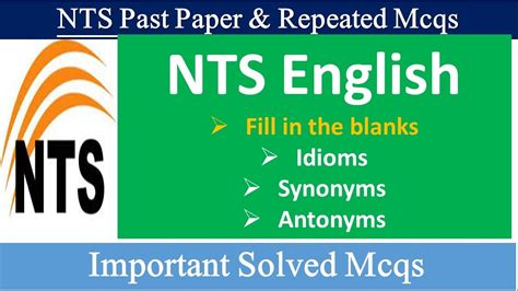 Nts English Past Paper Mcqs Nts Solved Past Paper Nts Test Preparation