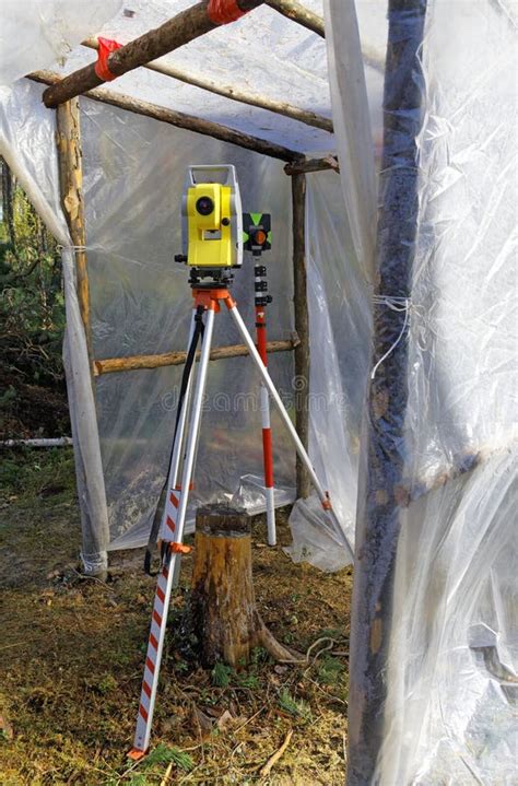 Measuring Instruments Used in Geodesy in the Field Stock Photo - Image ...