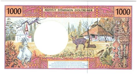 Banknote French Pacific Territories 1000 Francs Tahitian Woman Hut