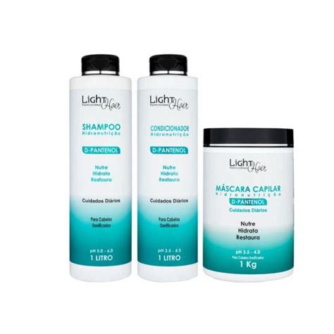 Light Hair Kit Shampoo Condicionador E Mascara D Pantenol 1L Kit De