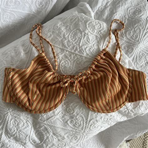Stripey Cotton On Body Bikini Top Balcony Bikini Depop