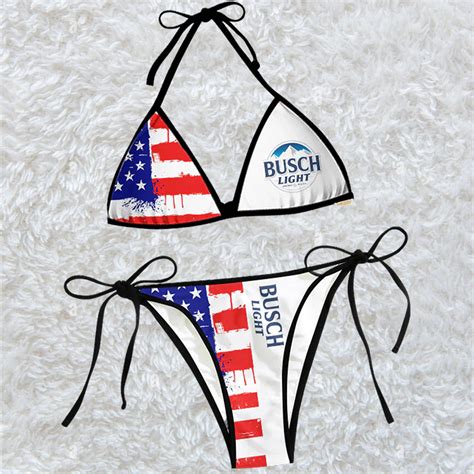 Busch Light American Flag Triangle Beach Bikini Tw Hearthtops Store
