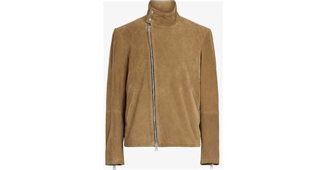 Allsaints Timber Funnel Neck Regular Fit Suede Biker Jacket X In